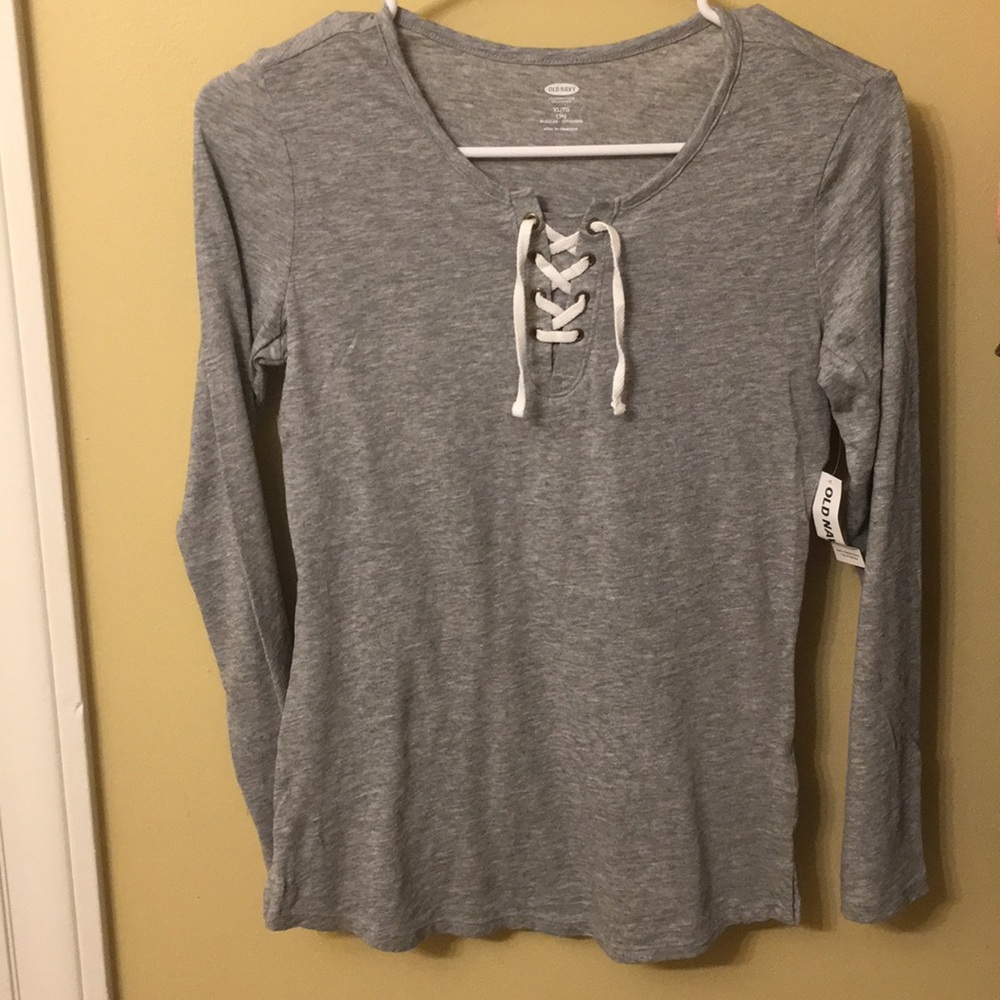 A gray long sleeve T shirt.
